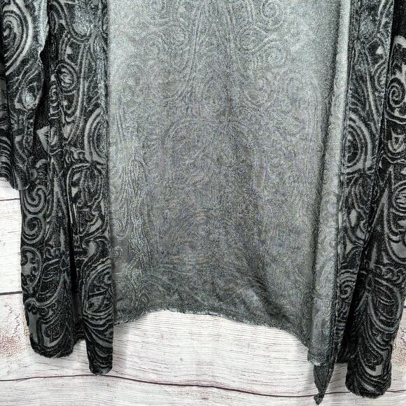 Valerie Stevens Slate Crushed Velvet Burnout Open Front Kimono Size Large New - Picture 5 of 11